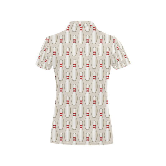 Bowling Pin Pattern Print Design 01 Women's Polo Shirt