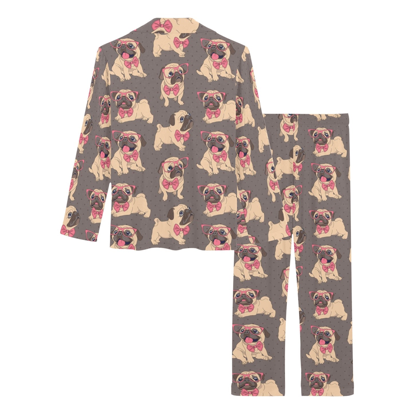 Pug Pattern Print Design A05 Women's Long Pajama Set