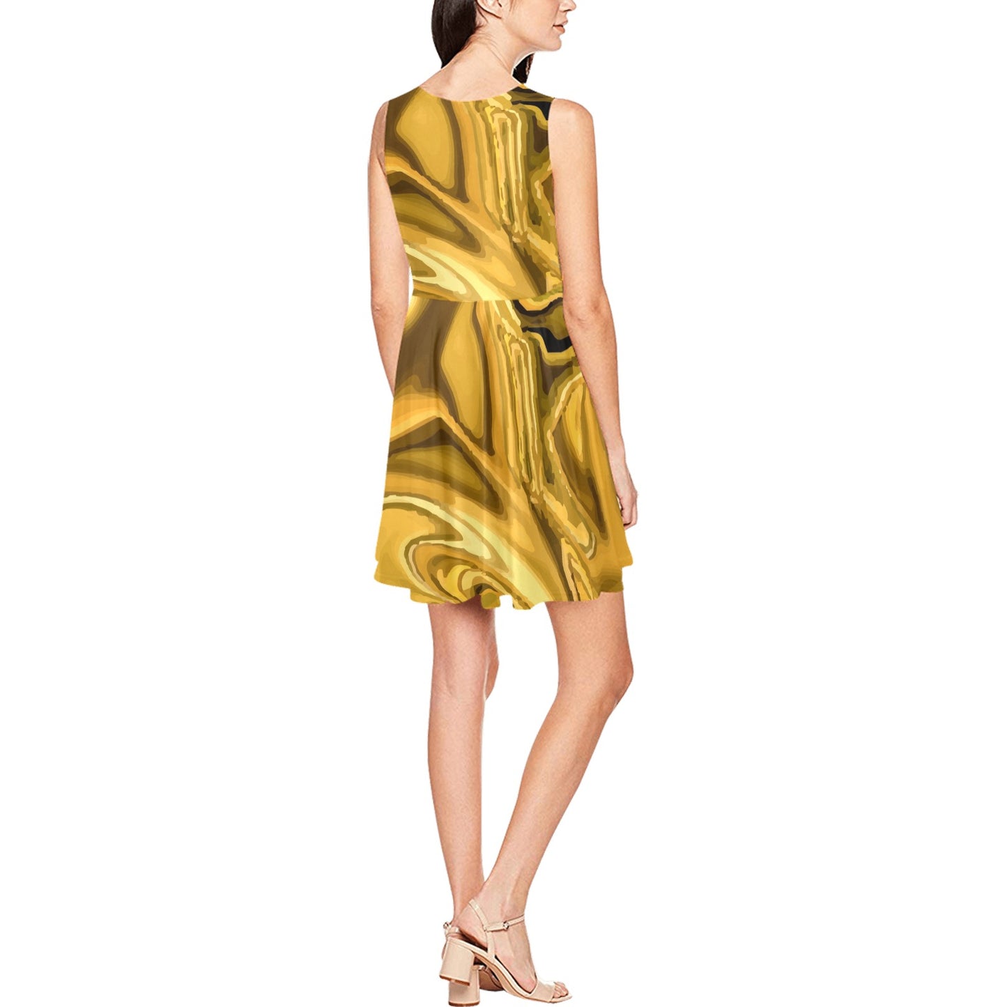 Liquid Pattern Print Design 03 Sleeveless Dress