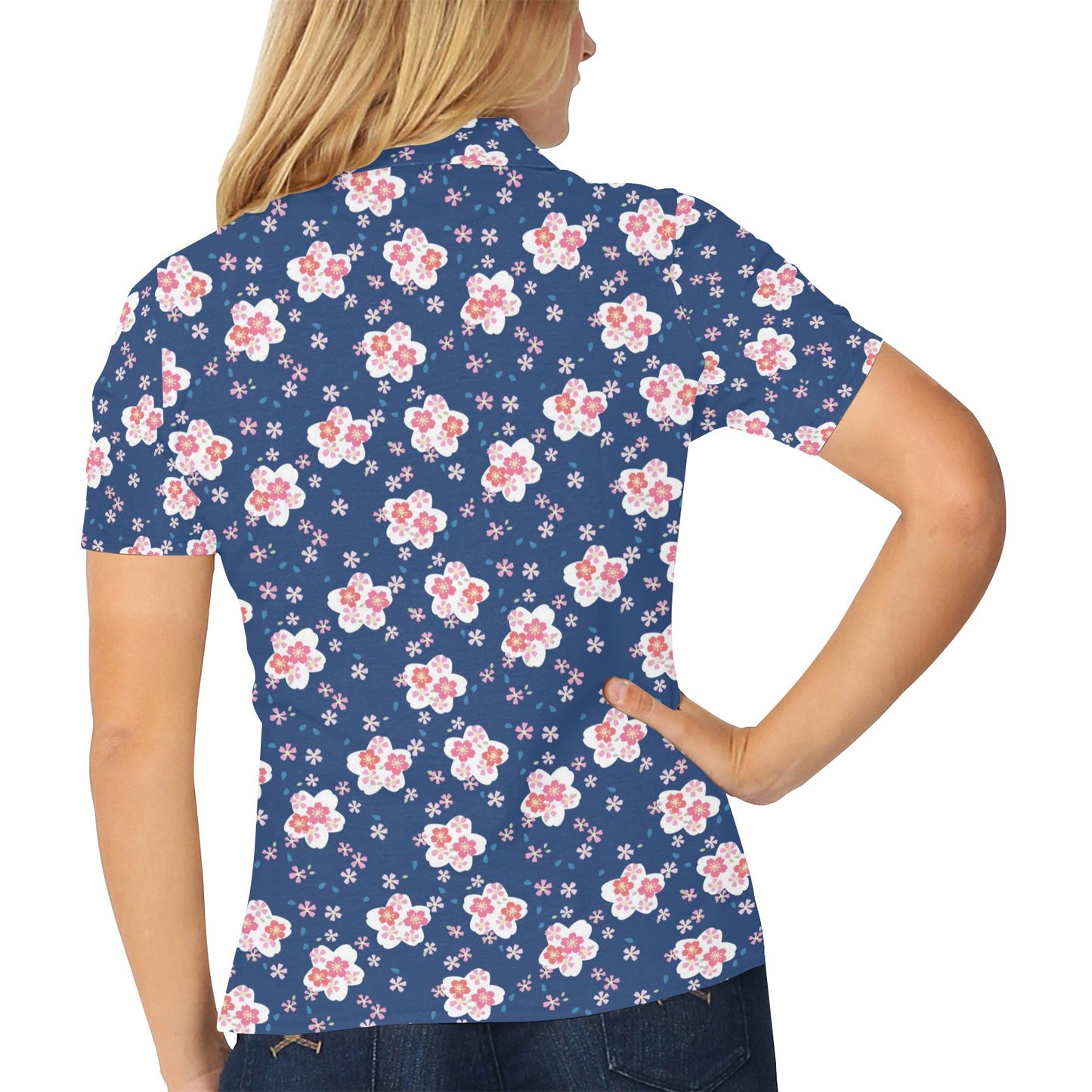 Sakura Print Design LKS306 Women's Polo Shirt
