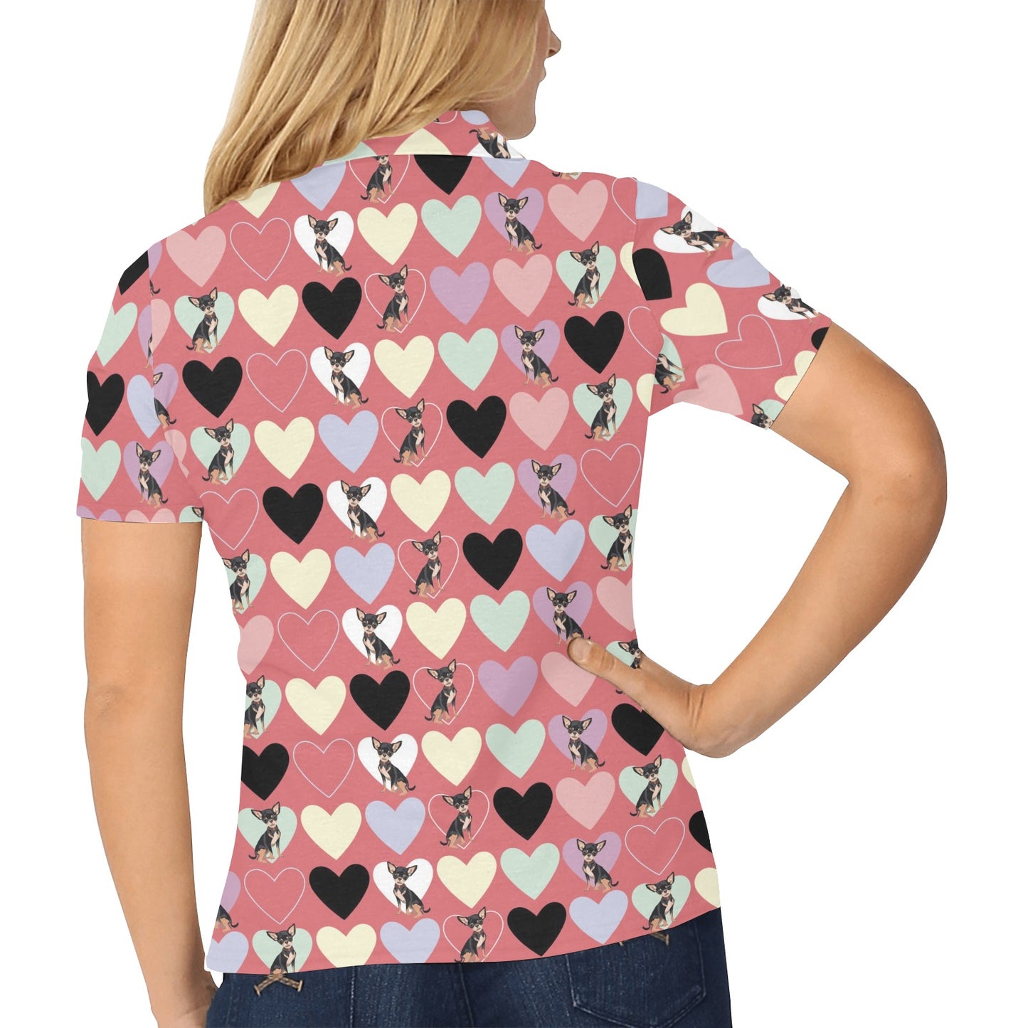 Chihuahua Pattern Print Design 01 Women's Polo Shirt