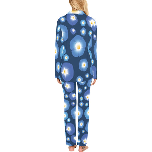 Morning Glory Pattern Print Design 02 Women's Long Pajama Set