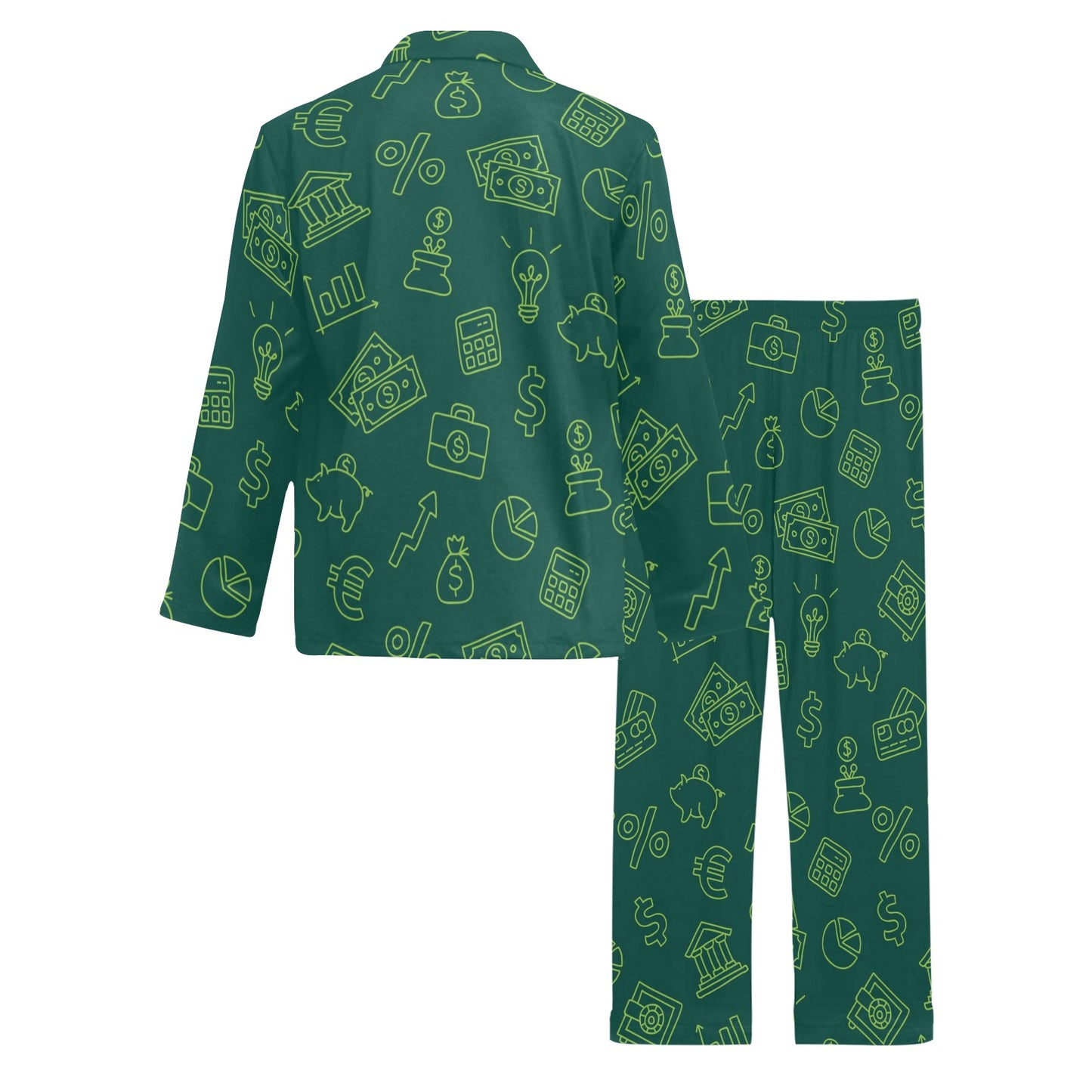 Accounting Financial Pattern Print Design 02 Men's Long Pajama Set