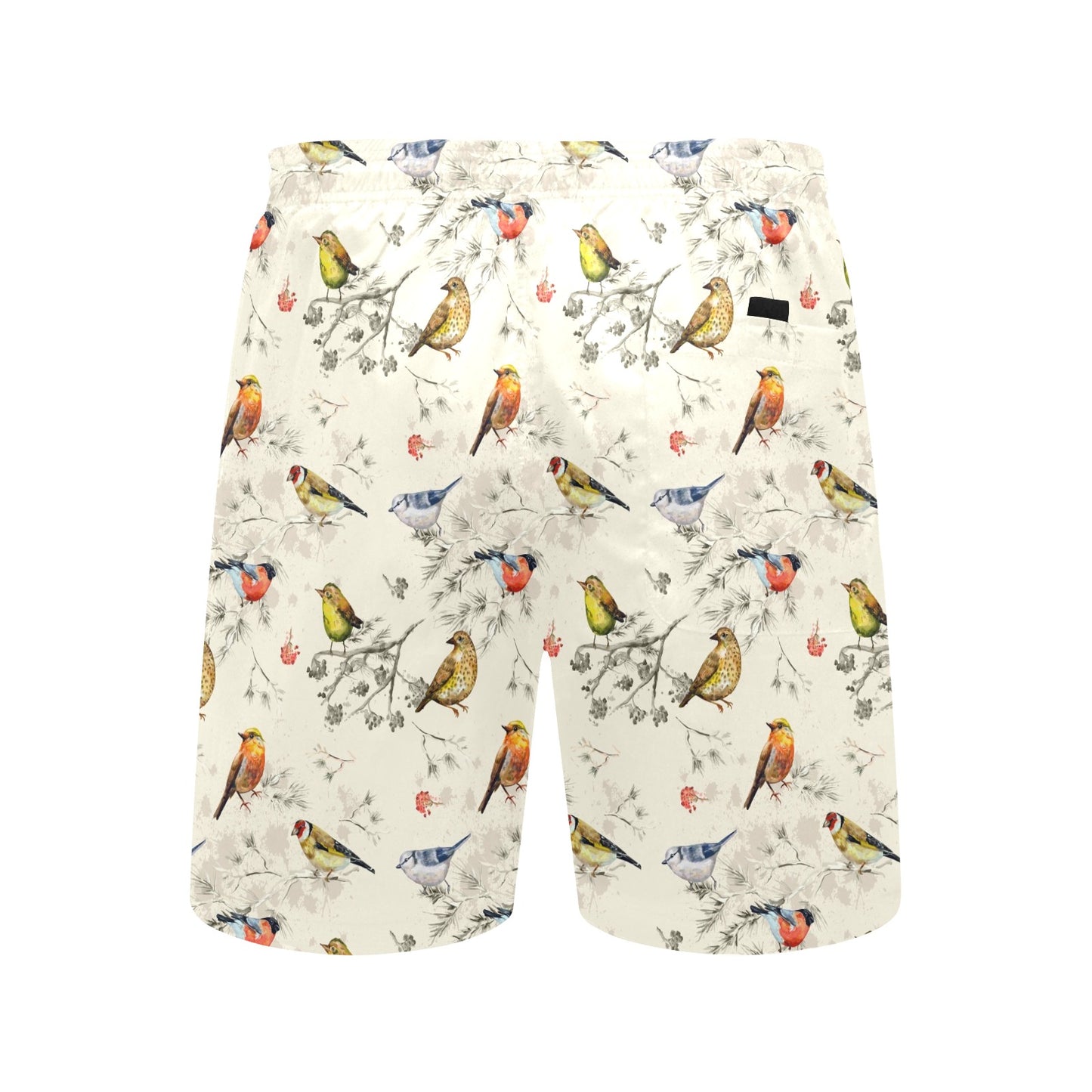 Bird Watercolor Design Pattern Men's Swim Trunks Beach Shorts