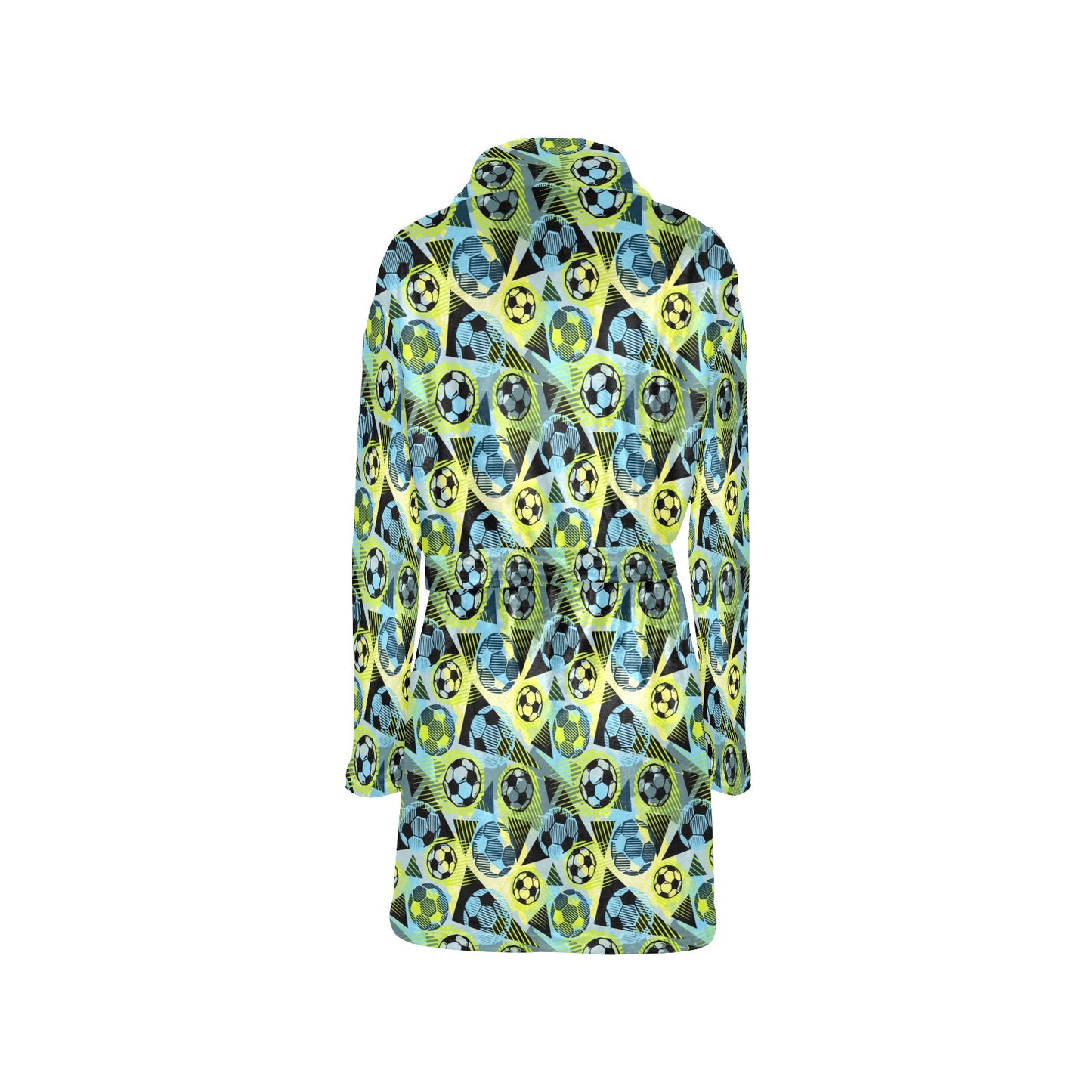 Soccer Ball Themed Print Design Women's Fleece Robe