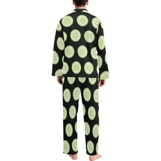 Cucumber Pattern Print Design CC02 Men's Long Pajama Set