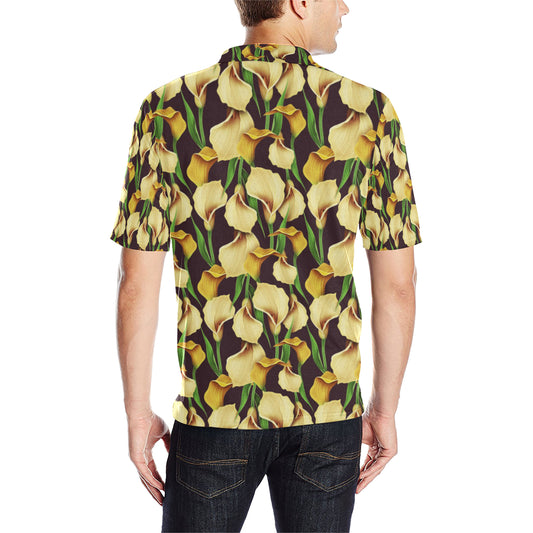Lily Pattern Print Design LY013 Men Polo Shirt