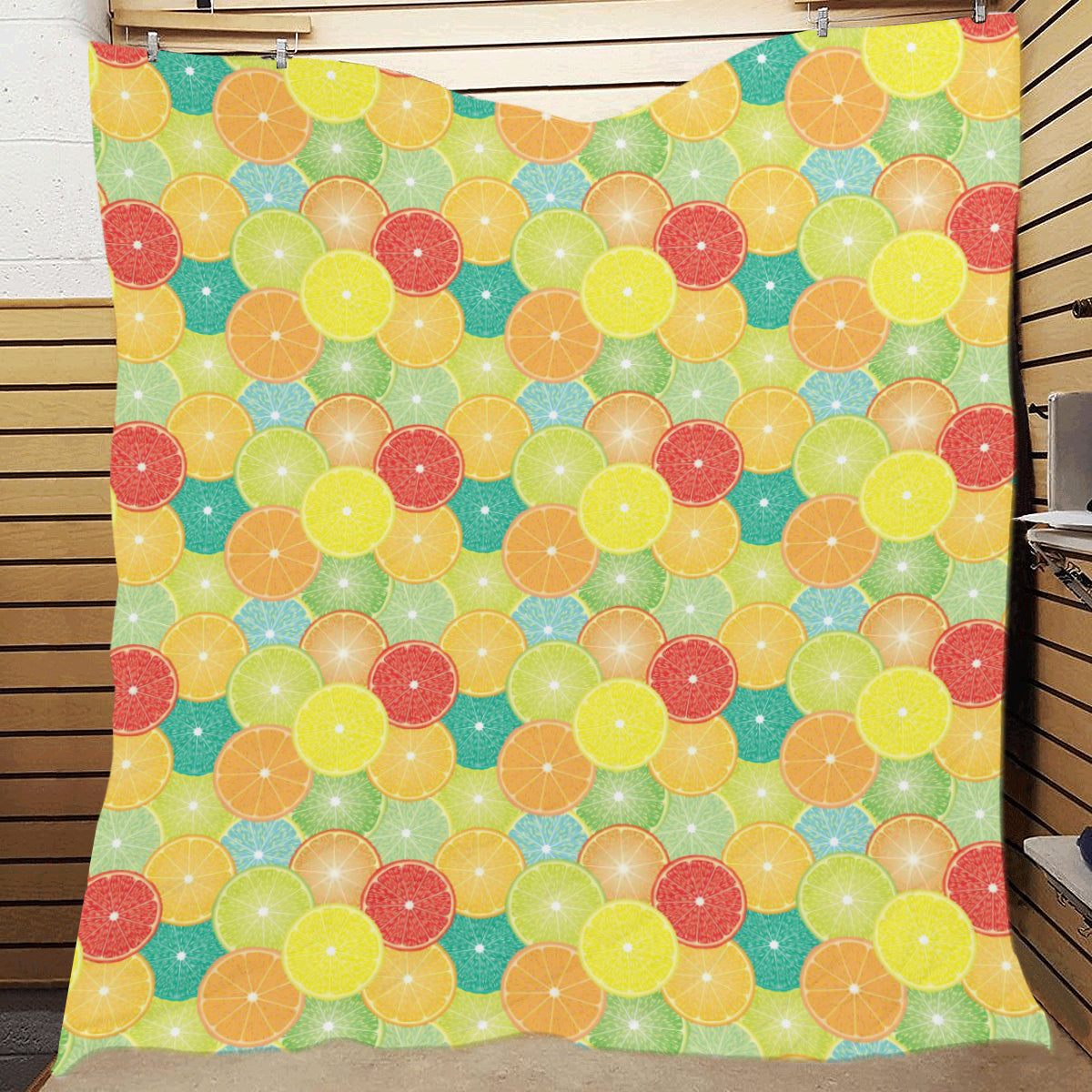 Citrus Pattern Print Design 01 Premium Quilt