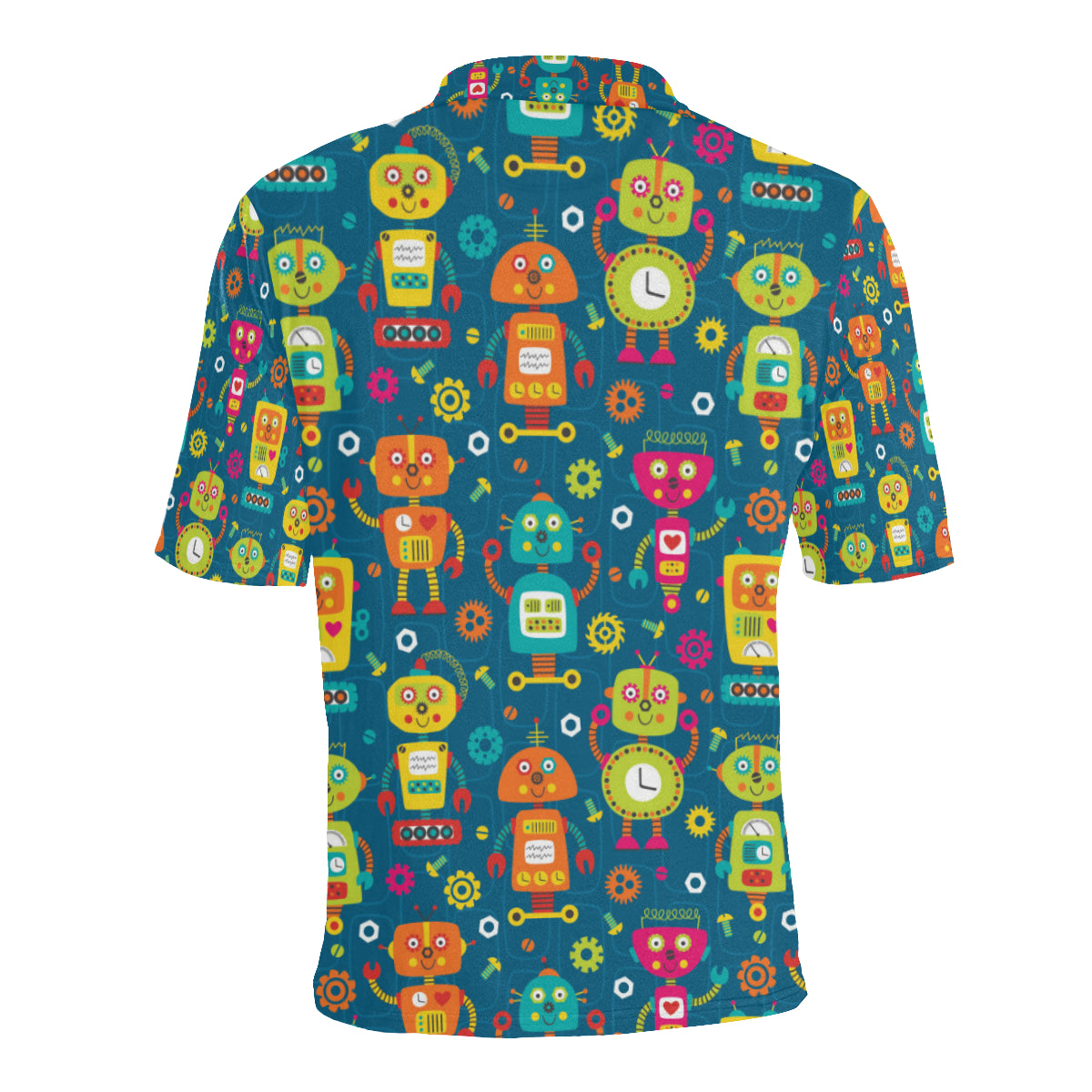 Robot Pattern Print Design A04 Men Polo Shirt