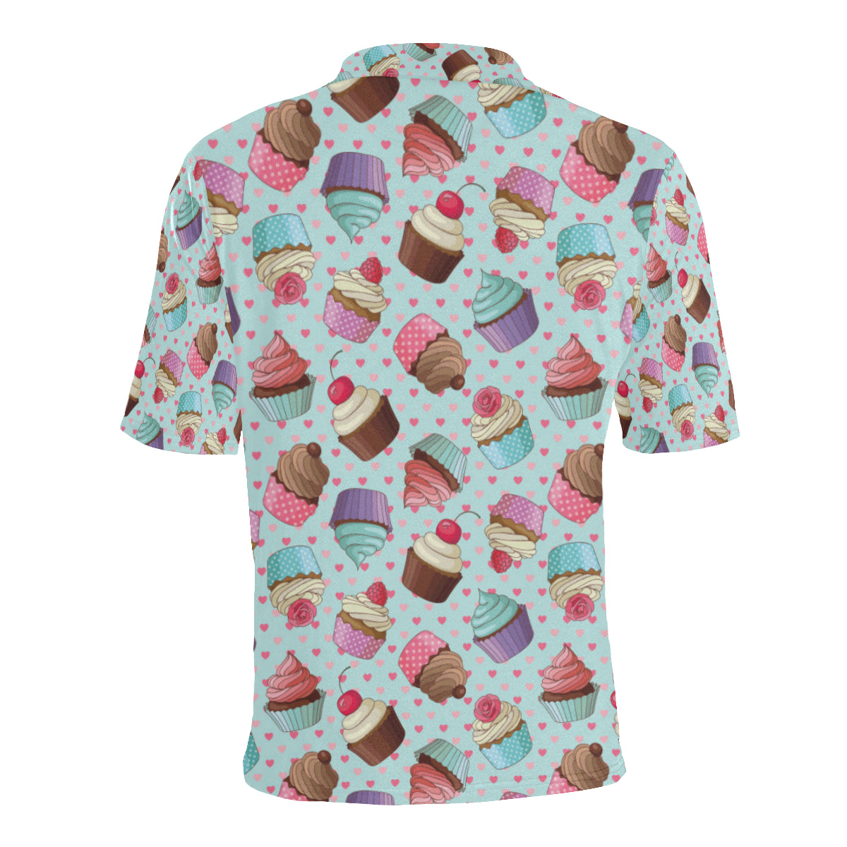 Cupcakes Fancy Heart Print Pattern Men Polo Shirt