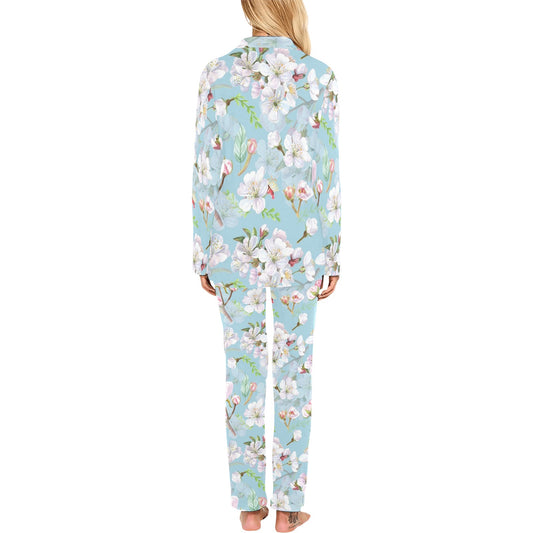 Apple blossom Pattern Print Design AB06 Women's Long Pajama Set