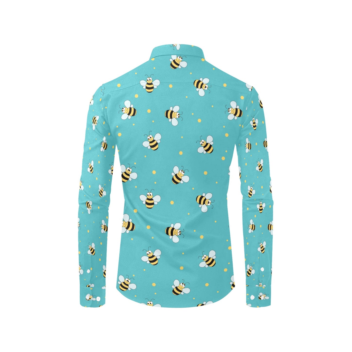 Bee With Dot Print Design LKS309 Men's Long Sleeve Dress Shirt