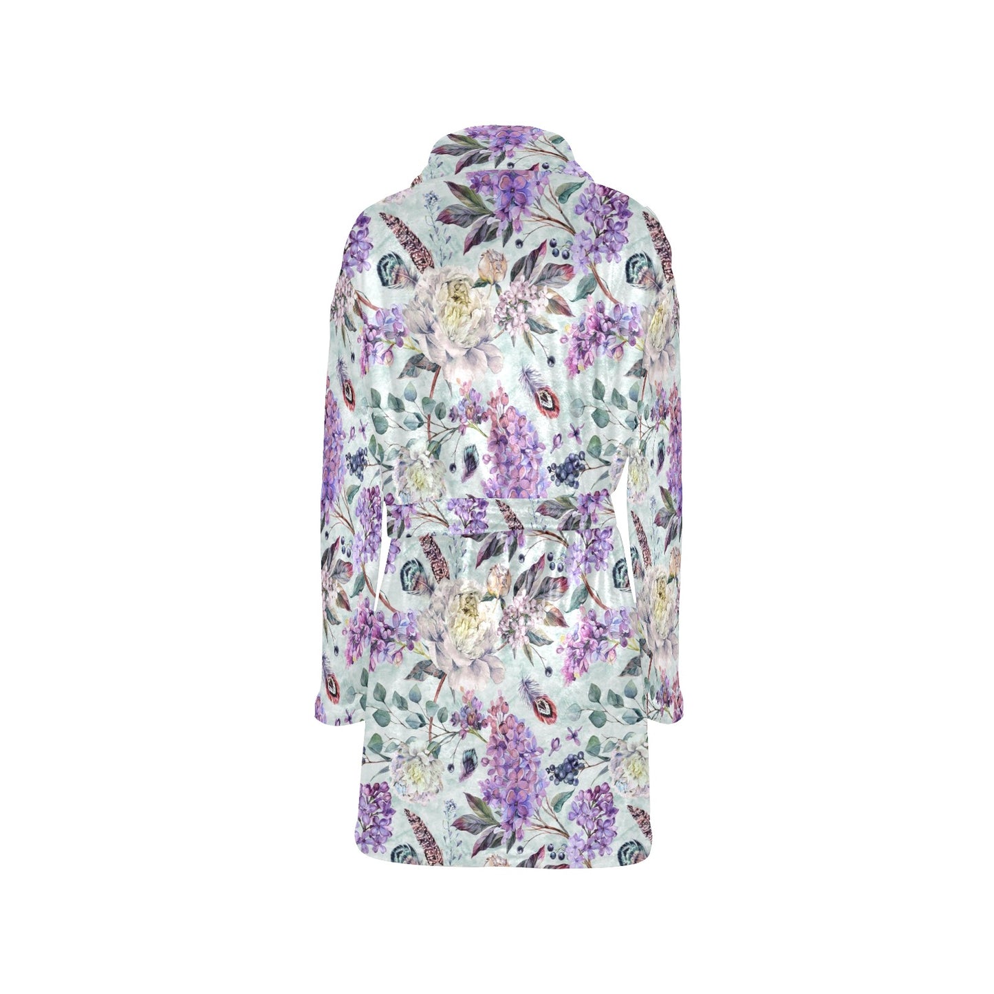 Lilac Pattern Print Design LI06 Women's Fleece Robe