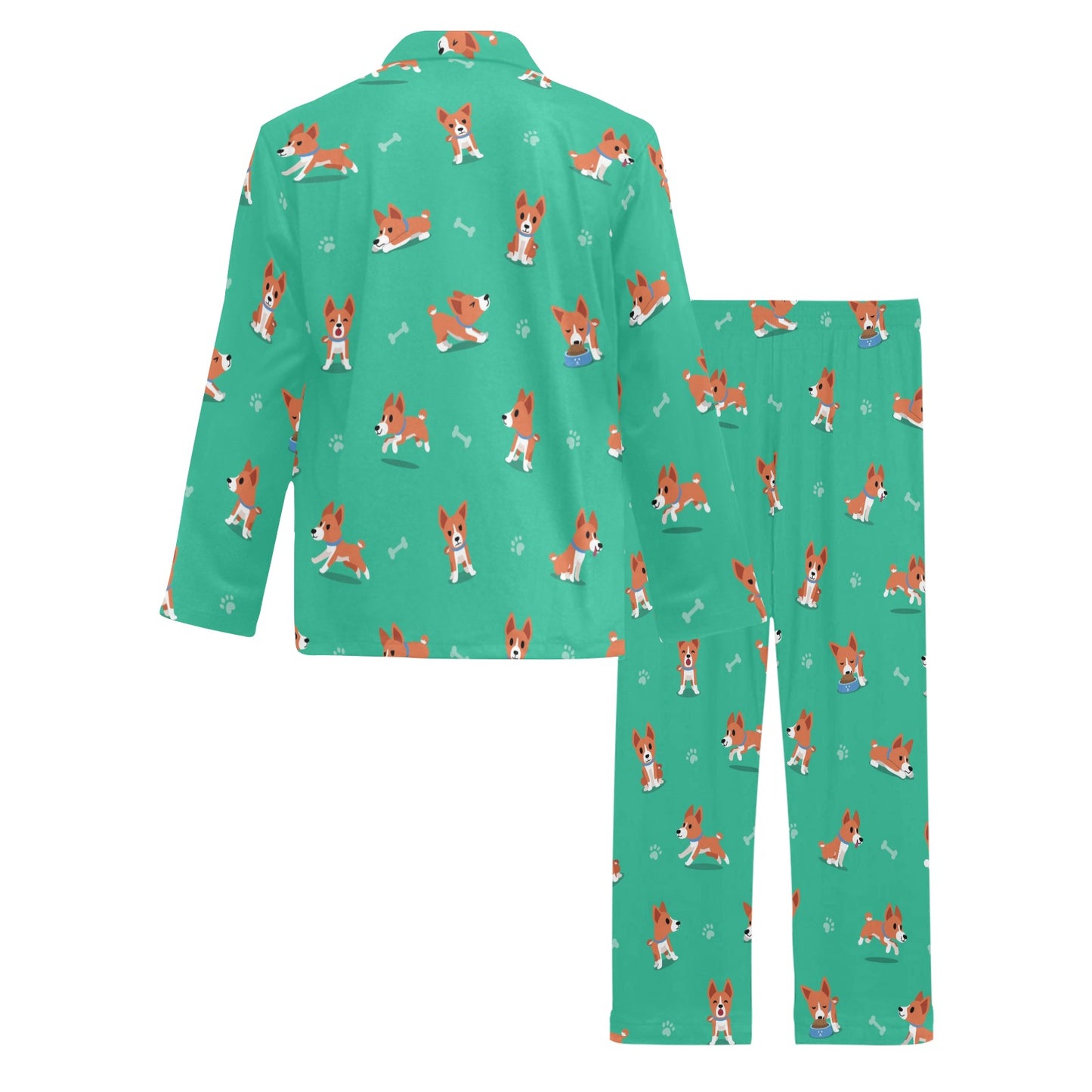 Basenji Pattern Print Design 02 Men's Long Pajama Set