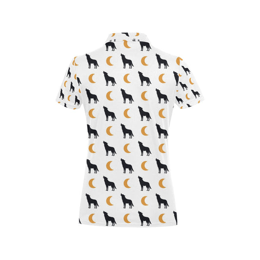 Wolf Moon Print Design LKS302 Women's Polo Shirt