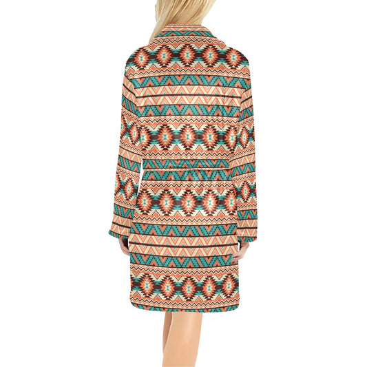 Navajo Western Style Print Pattern Women's Fleece Robe