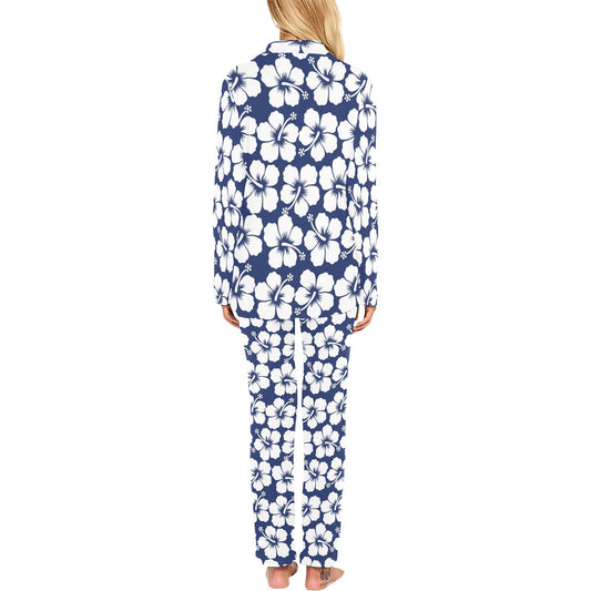 Hibiscus Pattern Print Design HB013 Women's Long Pajama Set