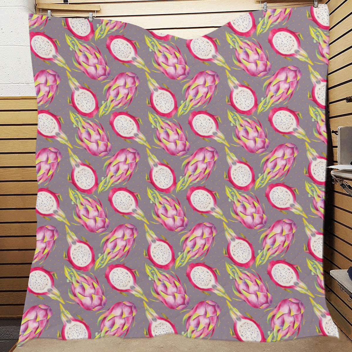 Dragonfruit Pattern Print Design DF03 Premium Quilt