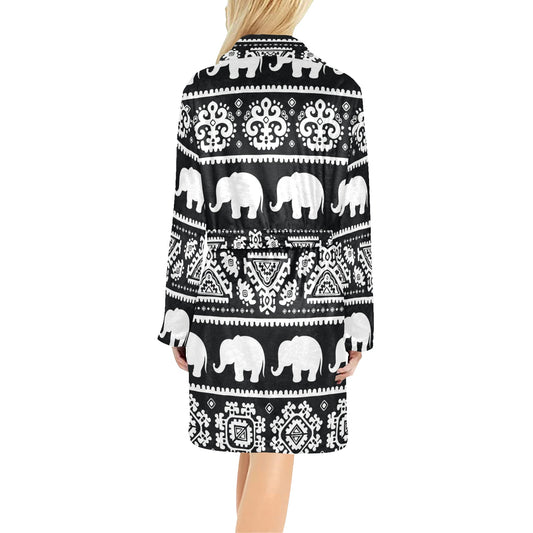 Elephant Pattern Women's Fleece Robe