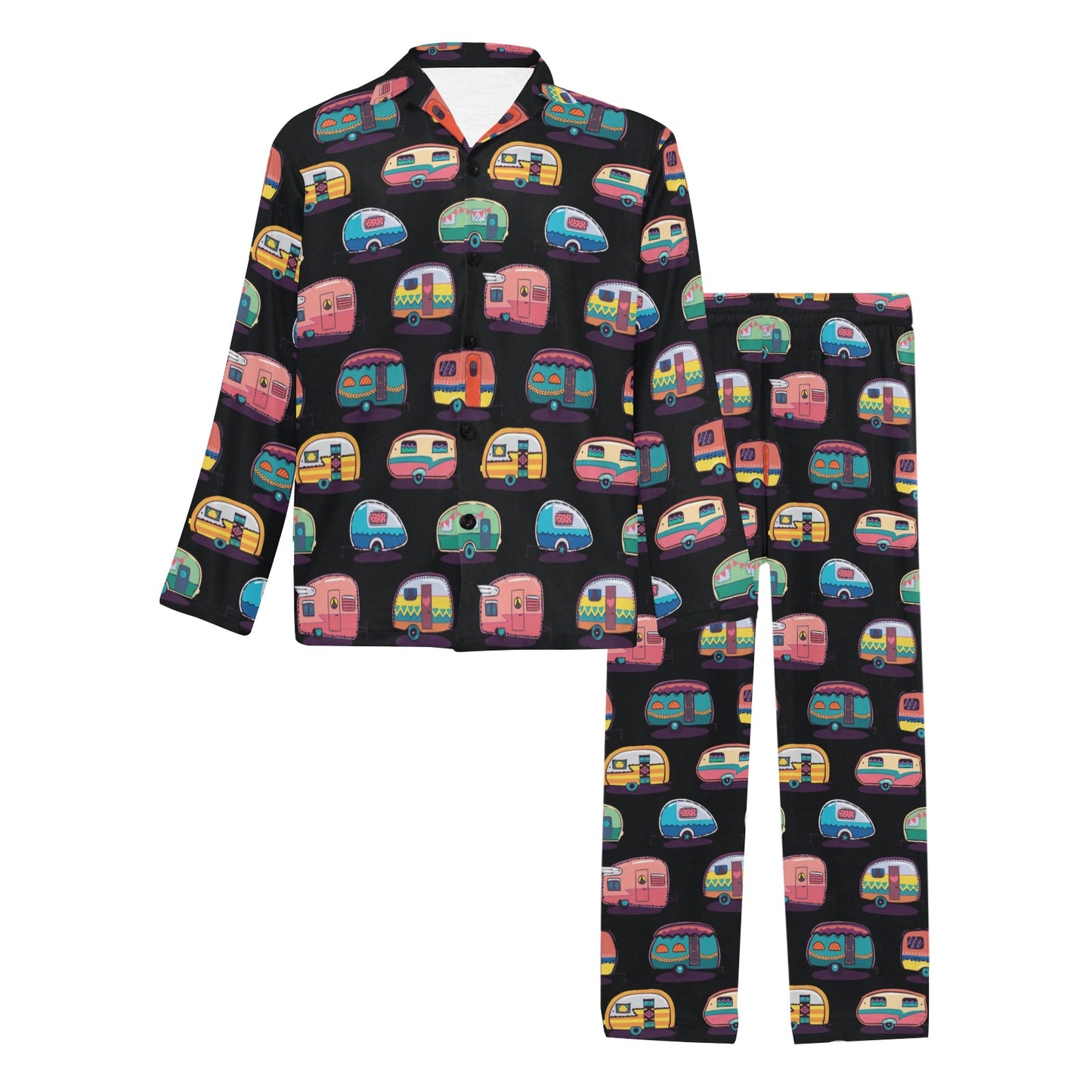 Camper Camping Pattern Men's Long Pajama Set