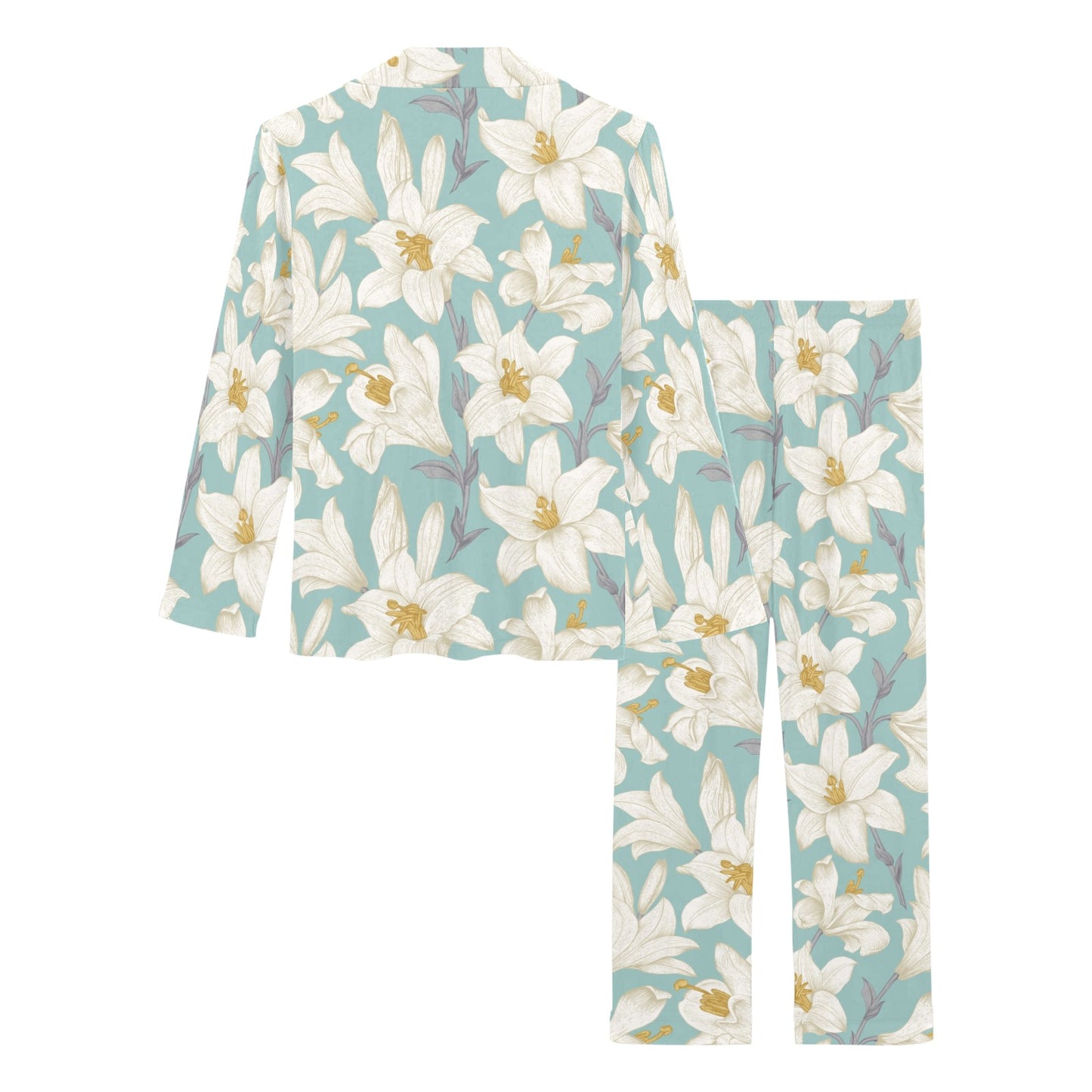 Lily Pattern Print Design 02 Women's Long Pajama Set