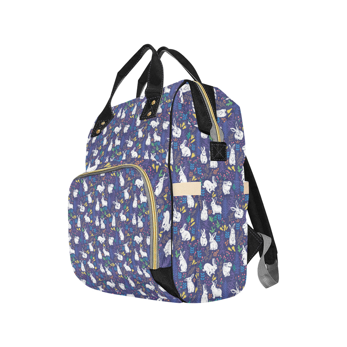 Bunny Pattern Print Design 01 Diaper Bag Backpack