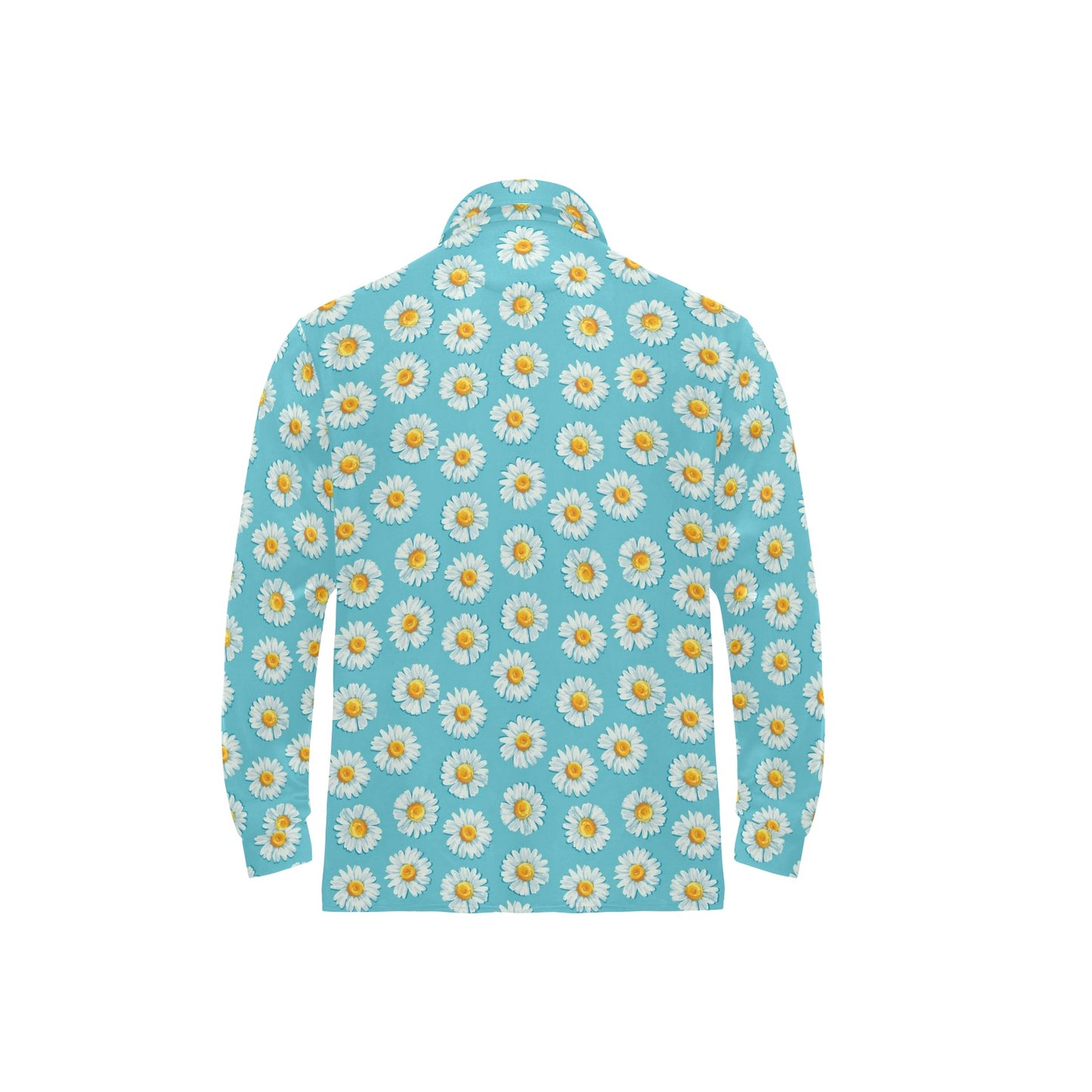 Daisy Pattern Print Design DS03 Long Sleeve Polo Shirt For Men's