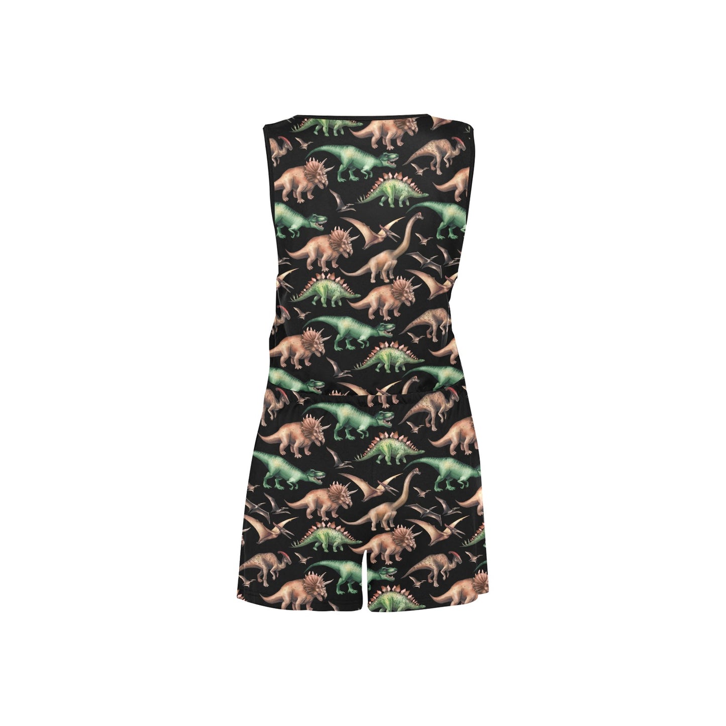 Dinosaur Print Pattern Women's Sleeveless Romper