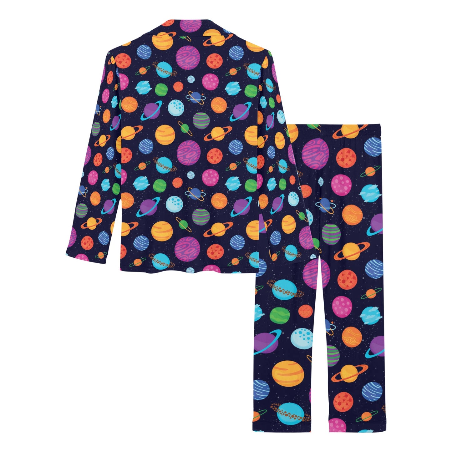 Planet Multicolor Print Design LKS302 Women's Long Pajama Set