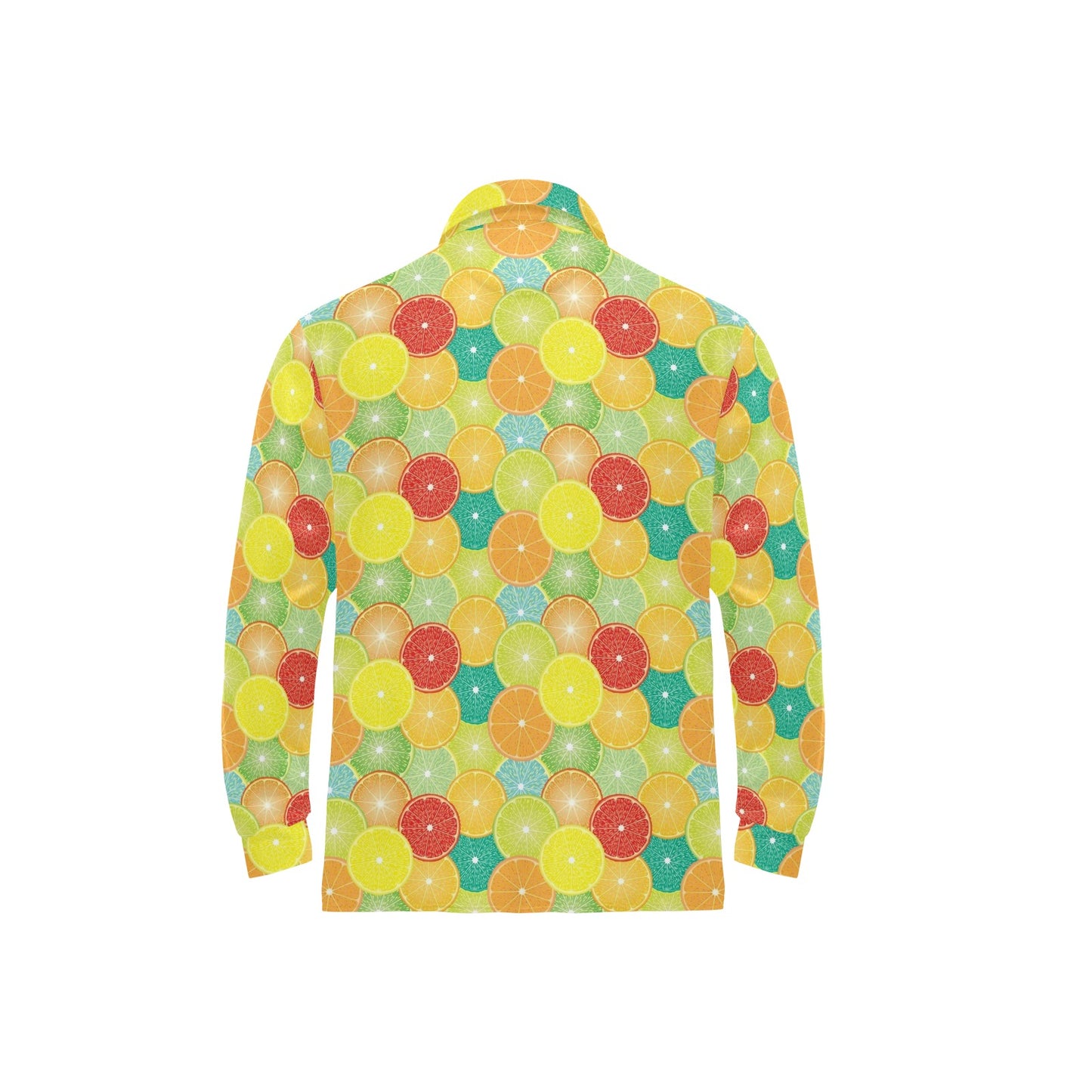 Citrus Pattern Print Design 01 Long Sleeve Polo Shirt For Men's