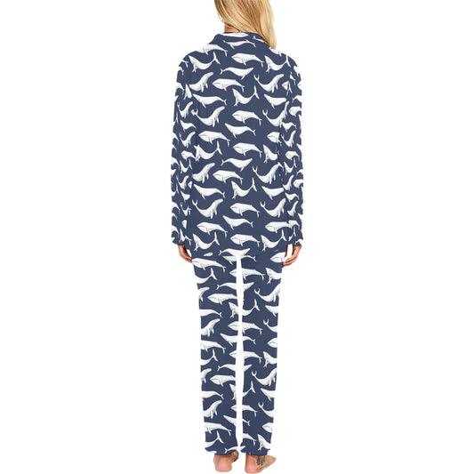 Whale Print Design LKS308 Women's Long Pajama Set