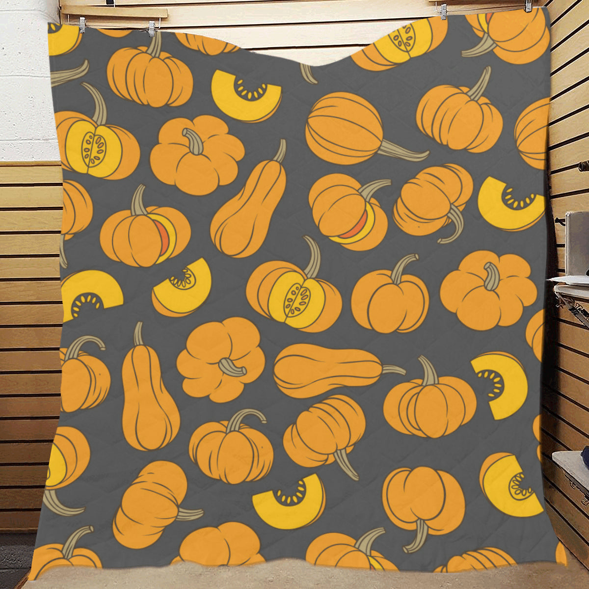 Pumpkin Pattern Print Design A03 Premium Quilt