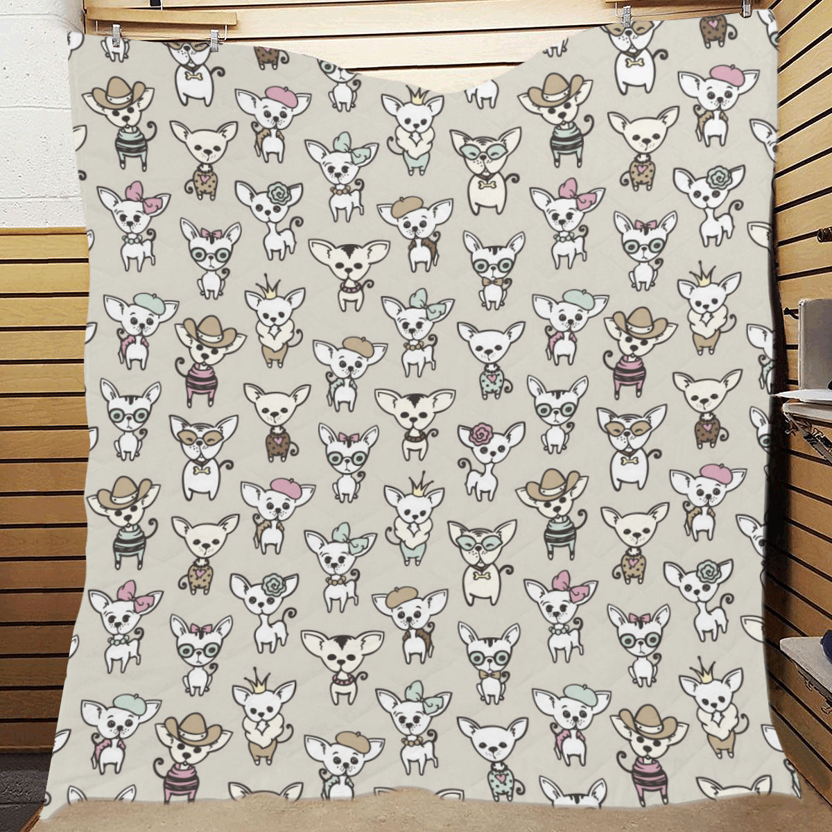 Chihuahua Pattern Print Design 02 Premium Quilt