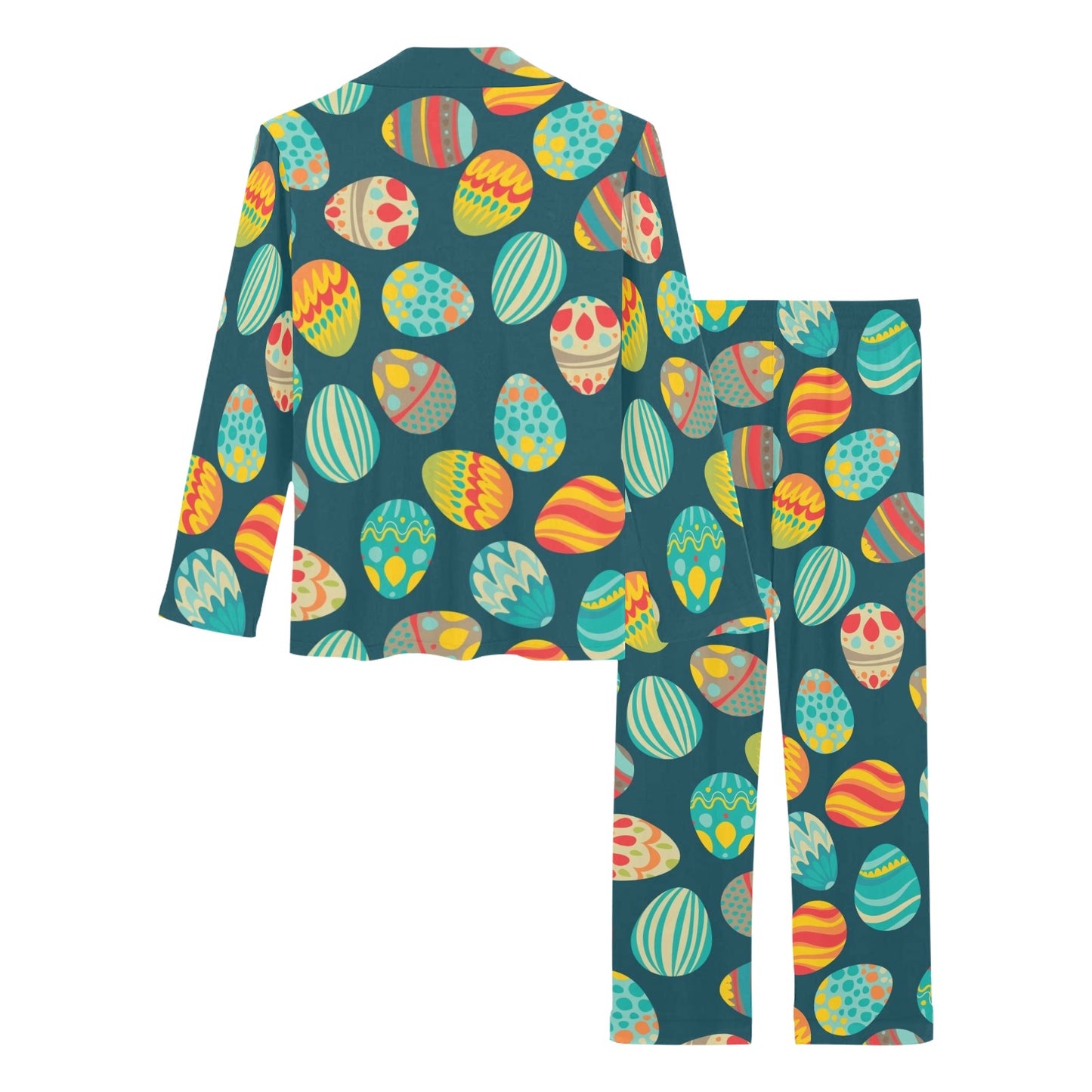 Easter Eggs Pattern Print Design RB09 Women's Long Pajama Set