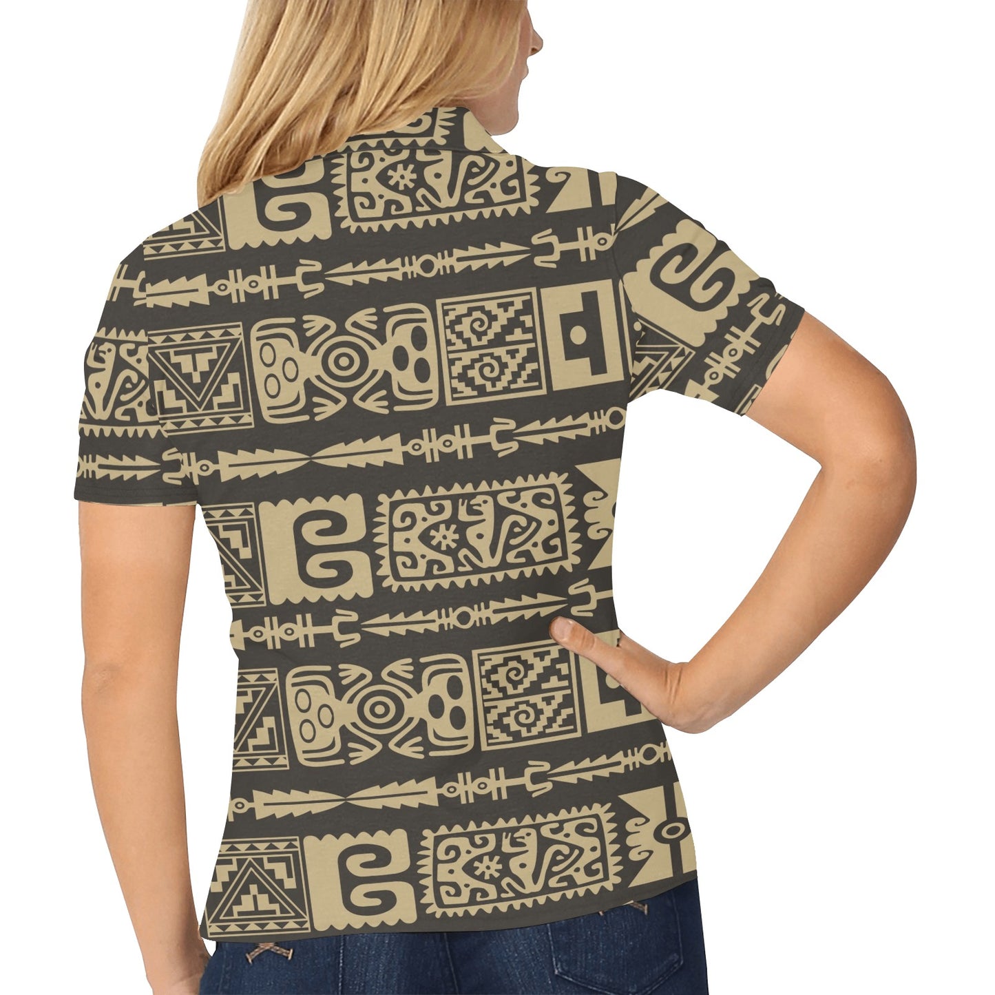 Mayan Pattern Print Design 03 Women's Polo Shirt