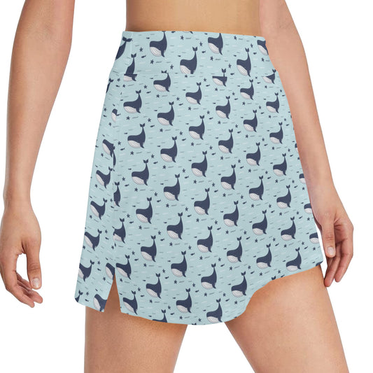 Whale Cute Design Themed Print 17" Golf & Pickleball Skort with Pockets