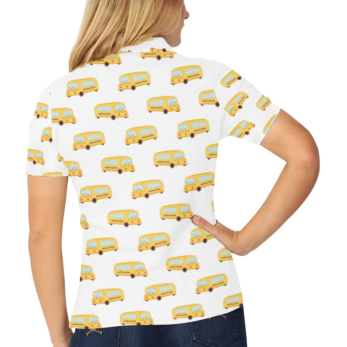 School Bus Print Design LKS306 Women's Polo Shirt