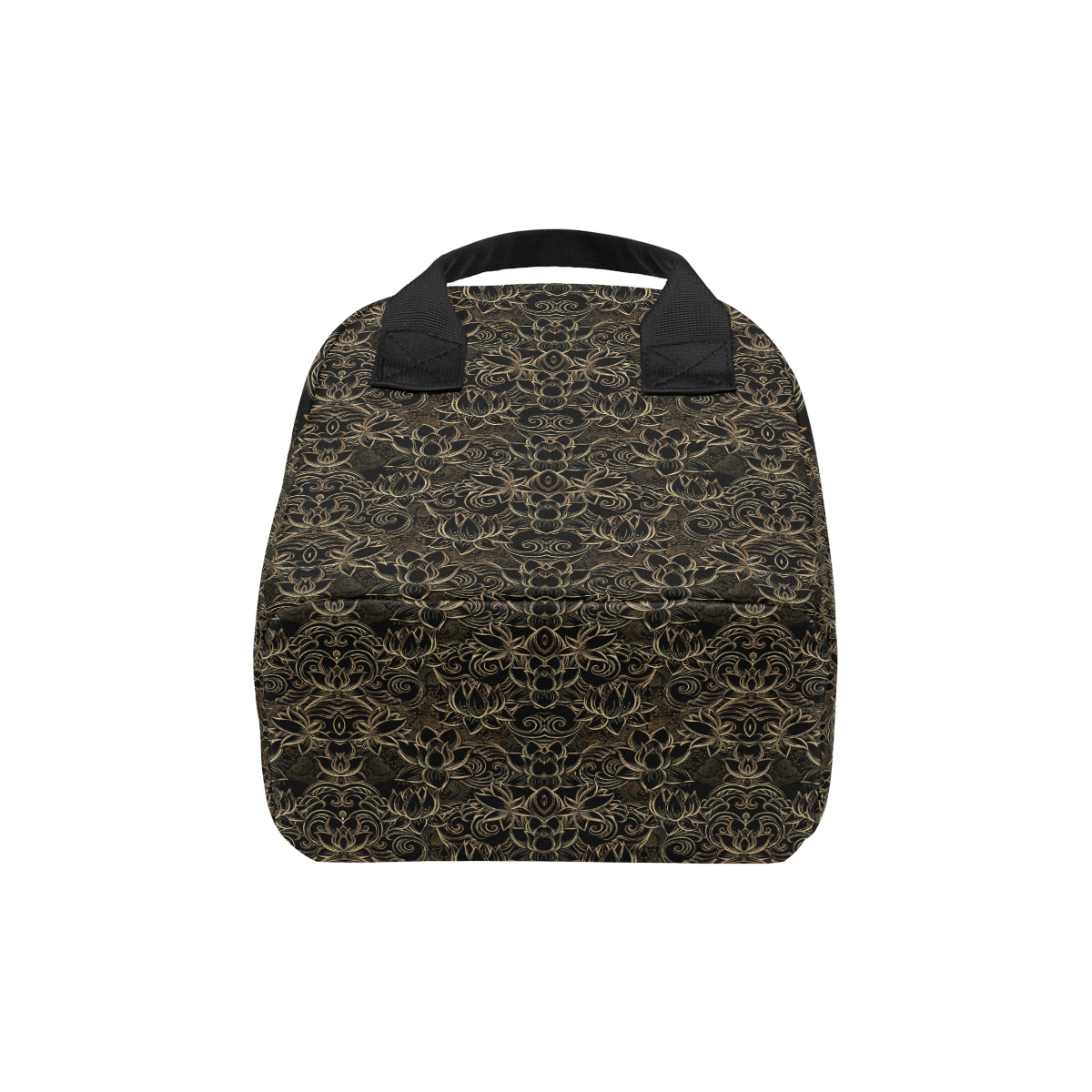 Lotus Gold Mandala Design Themed Insulated Lunch Bag