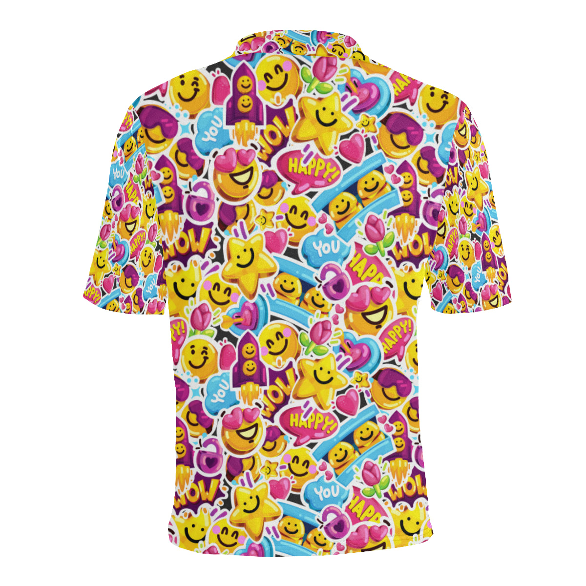 Emoji Sticker Print Pattern Men Polo Shirt
