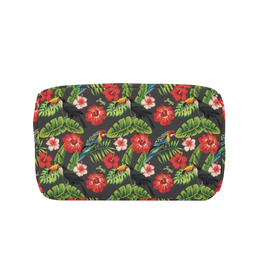 Hibiscus Red With Parrotprint Design LKS303 Insulated Lunch Bag