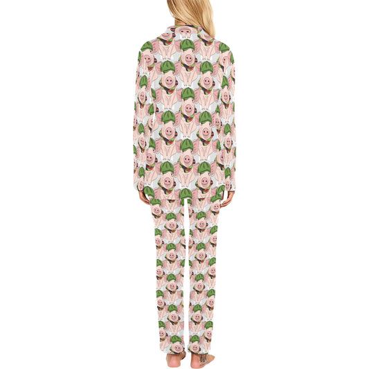 Pig Print Design LKS403 Women's Long Pajama Set
