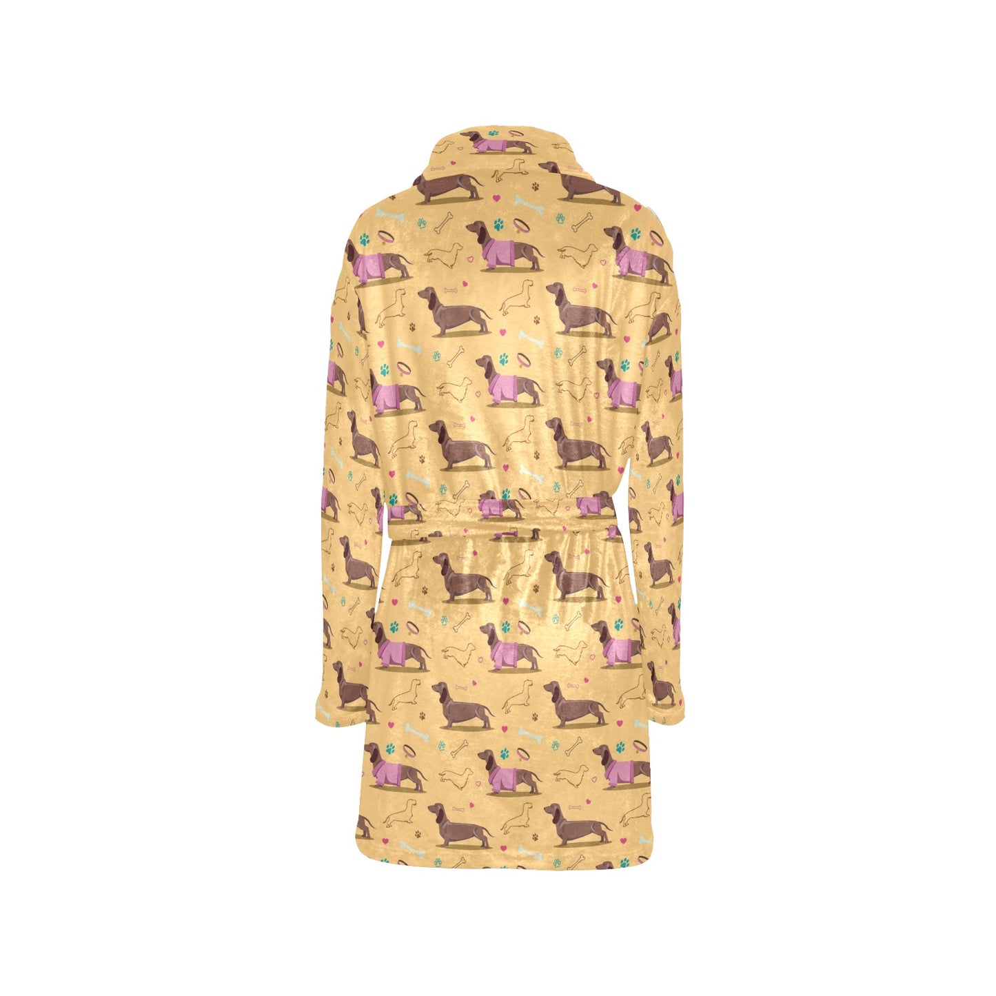Dachshund Pattern Print Design 07 Women's Fleece Robe
