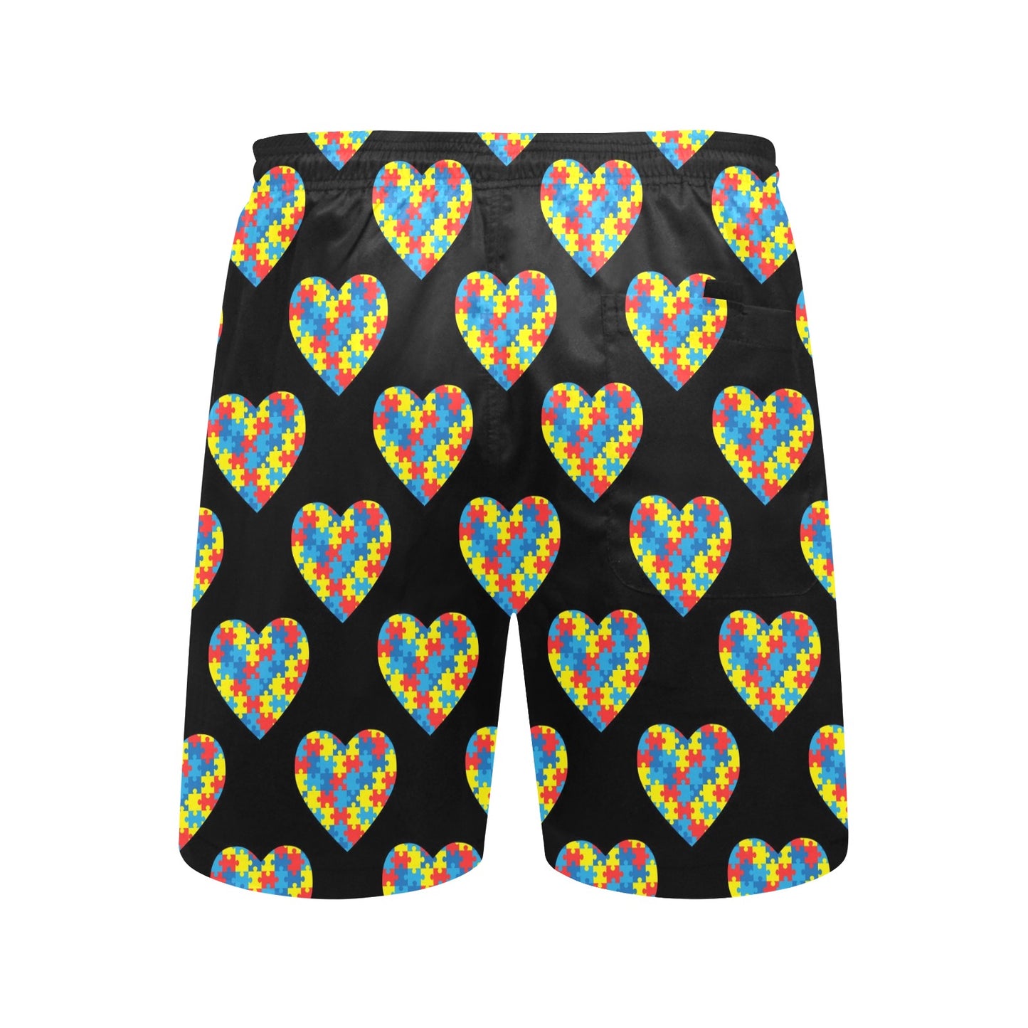 Autism Awareness Heart Design Print Men's Swim Trunks Beach Shorts