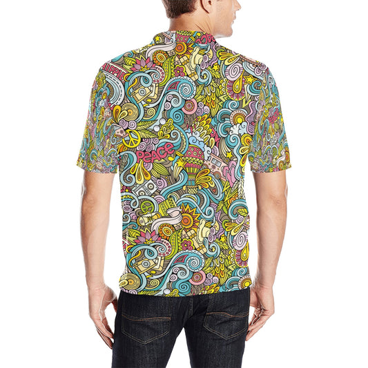 Hippie Print Design LKS301 Men Polo Shirt