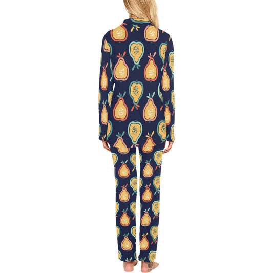 Pear Pattern Print Design PE03 Women's Long Pajama Set