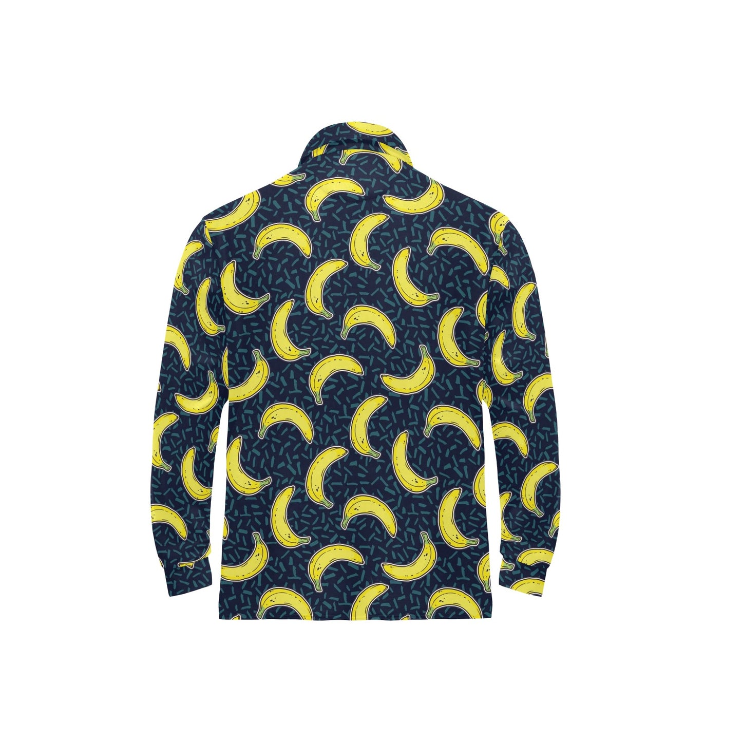 Banana Pattern Print Design BA09 Long Sleeve Polo Shirt For Men's