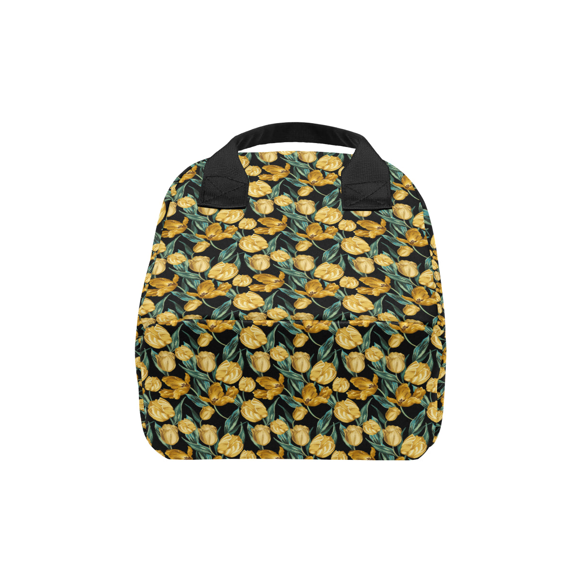 Elegant Yellow Tulip Print Insulated Lunch Bag
