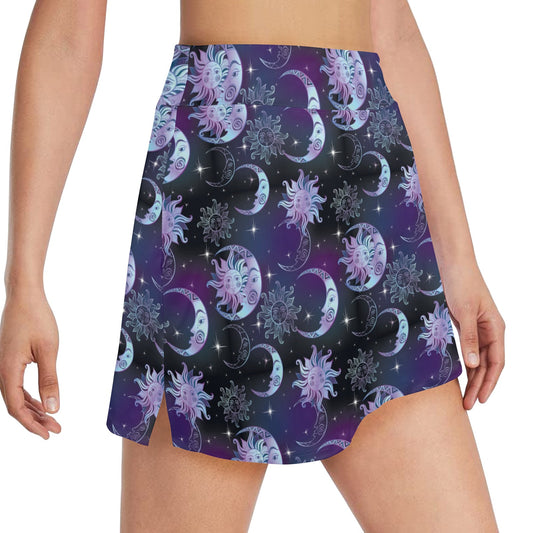 Sun Moon Print Design LKS303 17" Golf & Pickleball Skort with Pockets