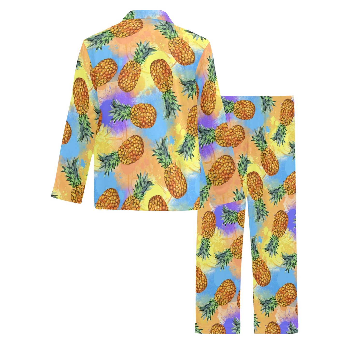 Pineapple Pattern Print Design PP09 Men's Long Pajama Set