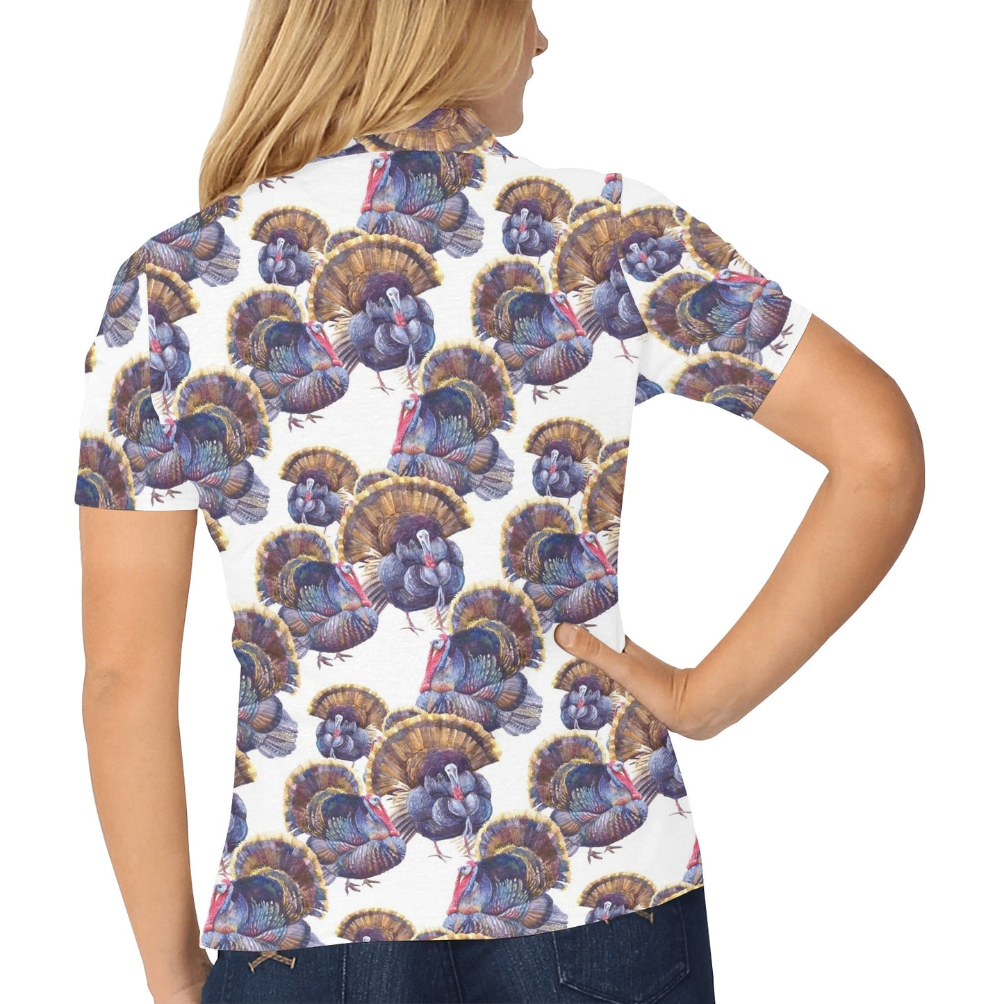 Turkey Pattern Print Design 01 Women's Polo Shirt